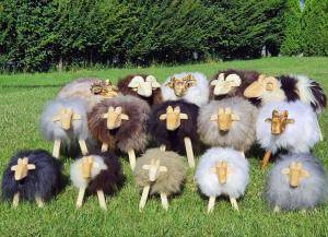 Sheepskins - Wooden Sheep  - woodensheepwithsheepskin